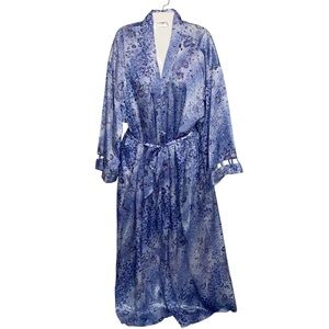 Vintage Inner Most Robe Womens Large Satin Floral Lounge Pockets Sears Feminine